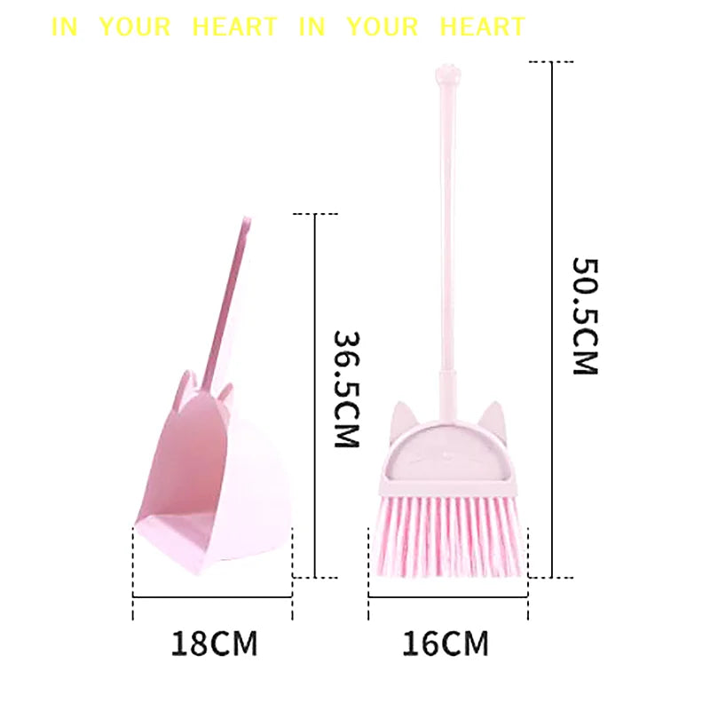 【X】1 Set Cartoon Flexible Bristles Kids Pretend Play Toddlers Indoor Outdoor Floor Sweeping Tool Kit Mini Children Broom Dustpan Zpaxo