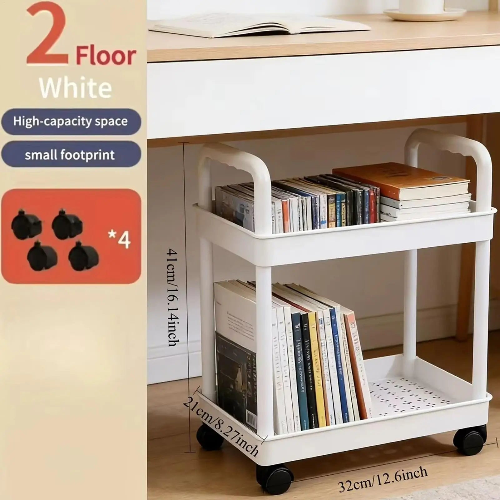Rolling Cart Organizer 2 Tier Mobile Organization Rack Wheels Utility