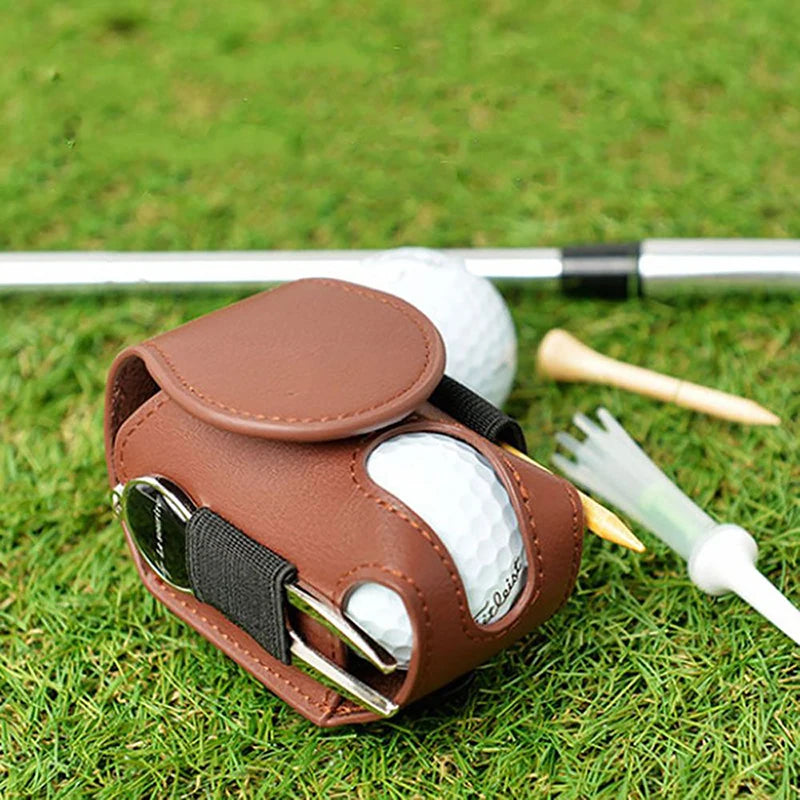 Mini Golf Ball & Tee Bag – PU Leather Belt Clip Waist Pouch