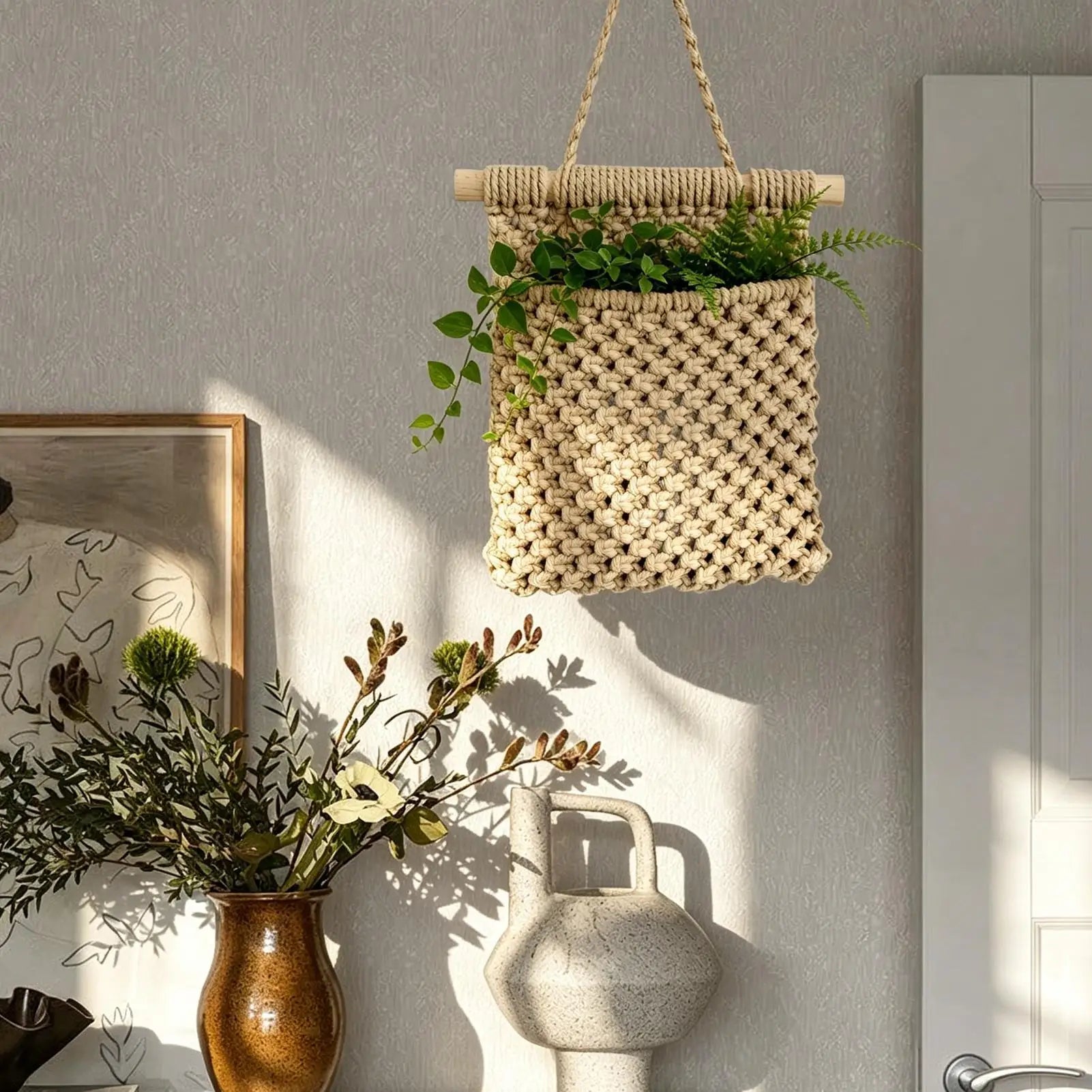 Macrame Plant Hanger Flower Basket Holder Rope Home Living Room