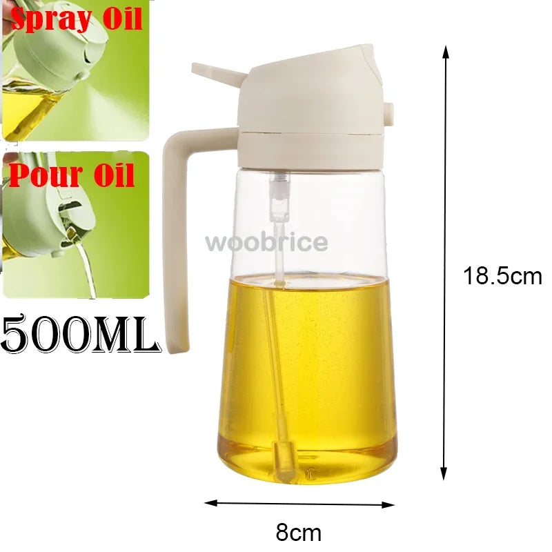 2 in 1 Kitchen Oils Spray Bottle Olive Sprayer Oil Spray Oil Sprayer Plastic for Cooking BBQ Baking Oils Dispenser Accessories Zpaxo 2use white 500ml