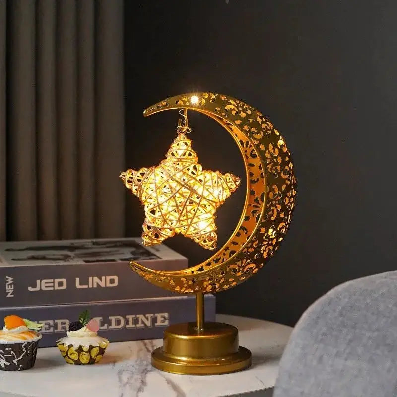 Gurbana Orb Star Festival Decorative Lights Led Iron Moon Hollow Zpaxo