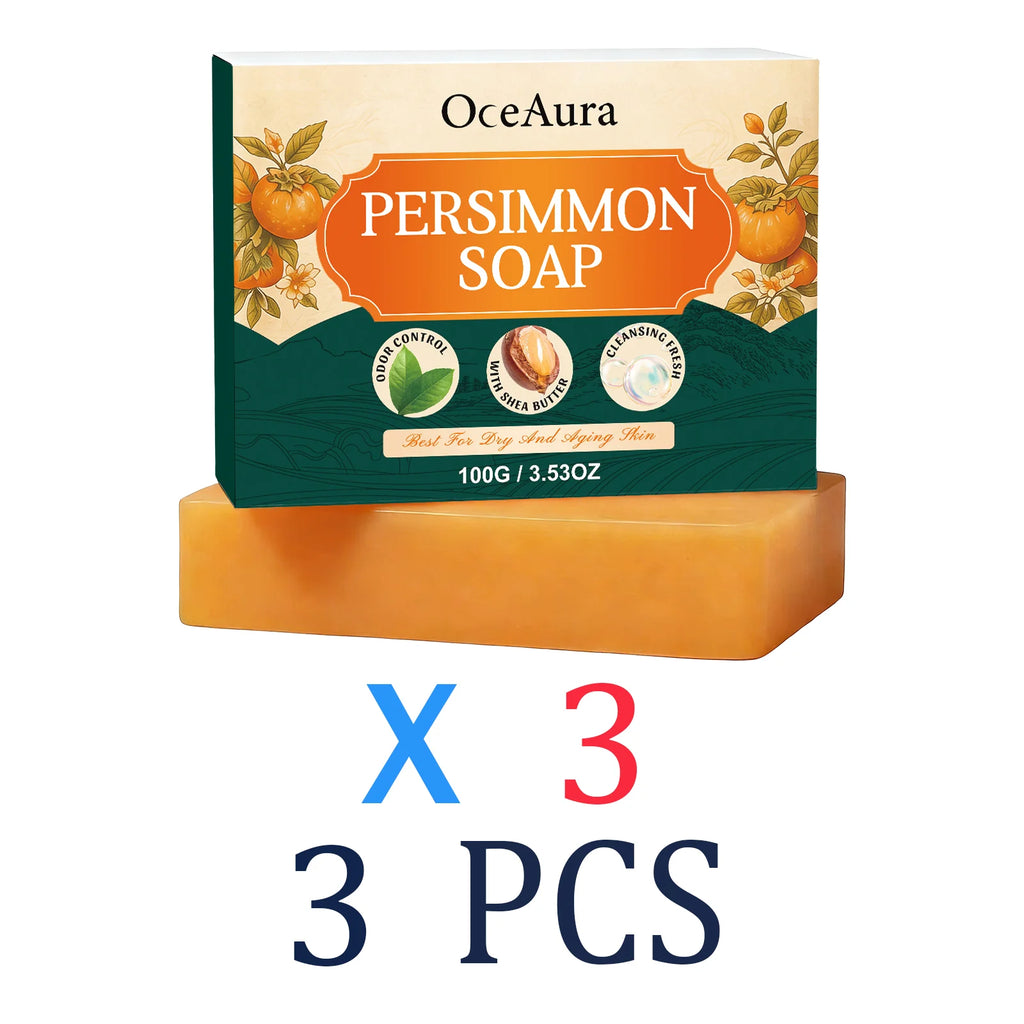 Natural Persimmon Fruit Soap Gentle Nourishing Barrier Protection Anti Dryness Body Wash Deep Hydration Lock Stabilizing 100g Zpaxo 3 Pcs