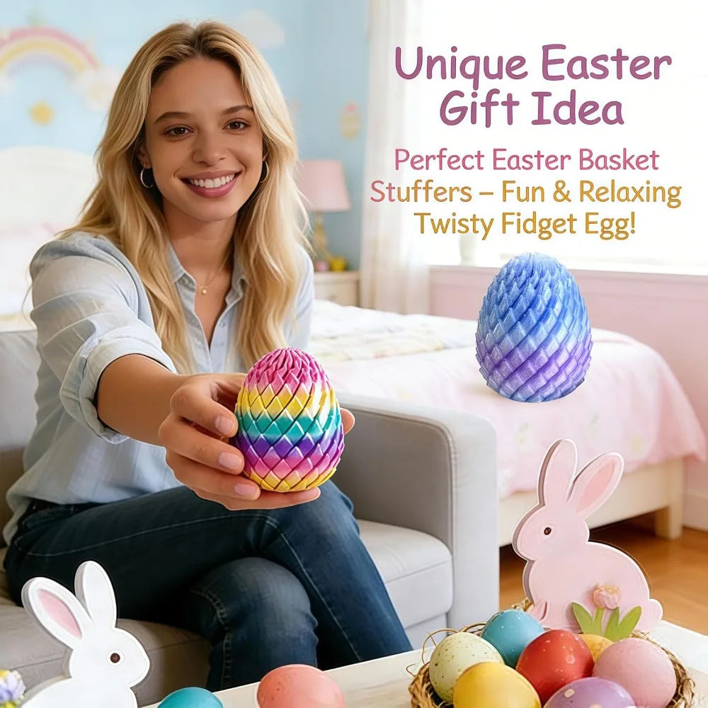 Twisty Fidget Egg 3D Printed Slippery Easter Stuffers Basket