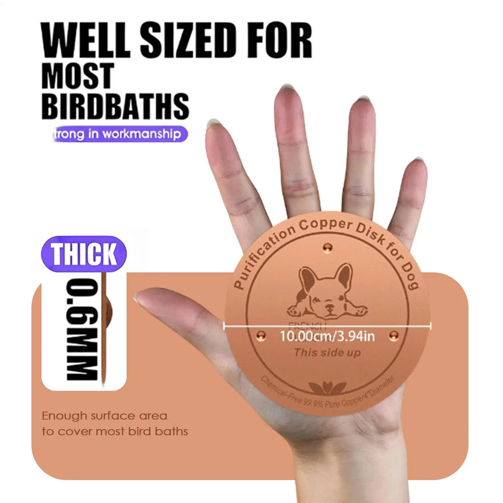 Copper Disk Dog Water Bowl Round Thick Cleaning Dispenser