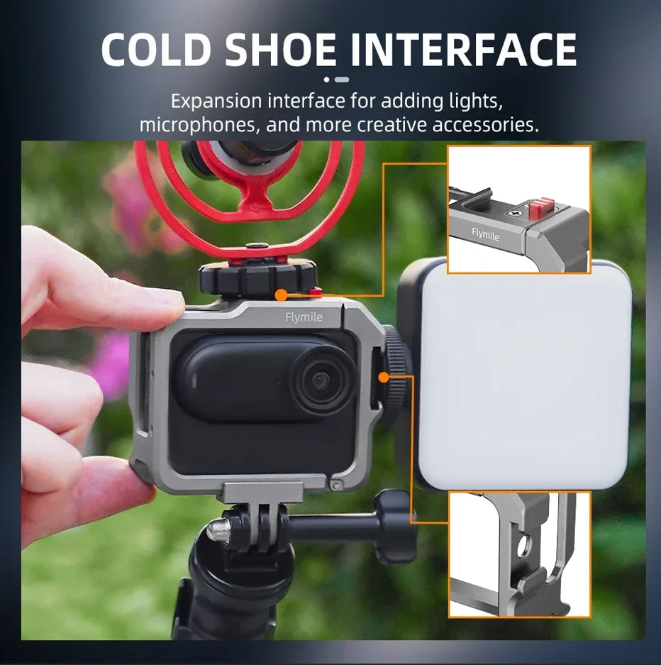 Insta360 GO 3/GO 3S Aluminum Cage Frame with Cold Shoe Mount Camera Cage Frame Zpaxo