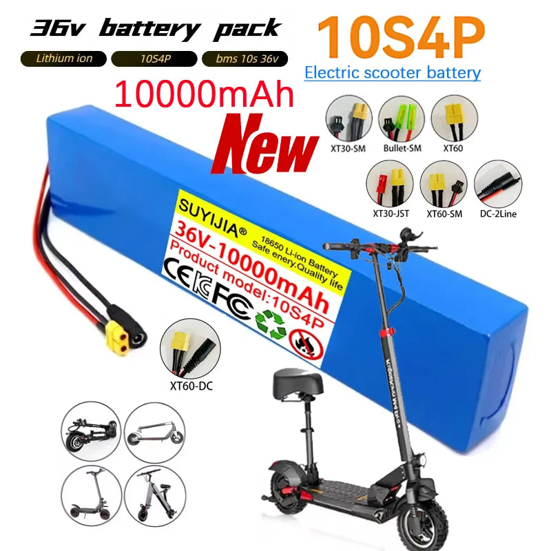 New 36V 10S4P 10Ah 18650 Battery Pack 250-750W 30A BMS 36V Lithium Li-ion Battery Electric Scooter 42v Electric Scooter Battery Zpaxo