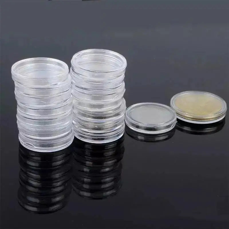 Box Coin Capsules Plastic Storage Organiser Collection Supplies Round