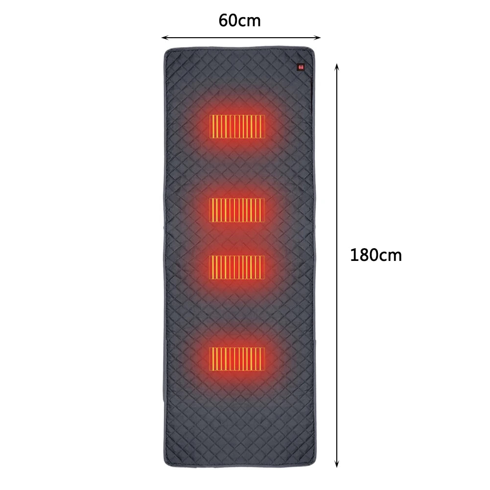 60X180cm Camping Tent Heated Mat Outdoor USB Electric Blanket 3 Level Adjustable Temperature Heater Cushion for Winter Travel Zpaxo Blue Dual inter 60X180CM