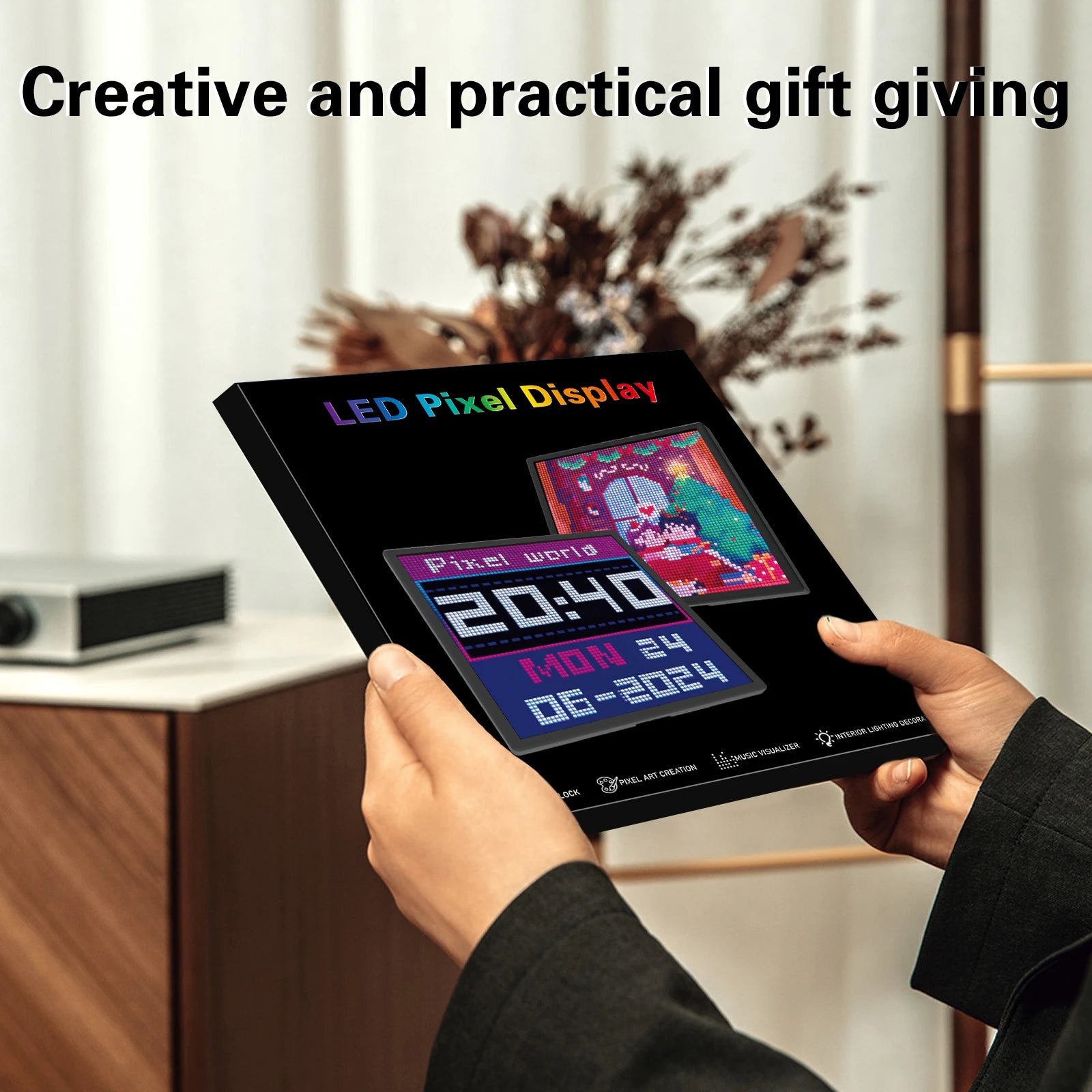 LED Pixel Display 64x64 RGB LED Matrix Panel Programmable Pixel Art Display with Bluetooth APP Control Creative Pixel Screen Zpaxo