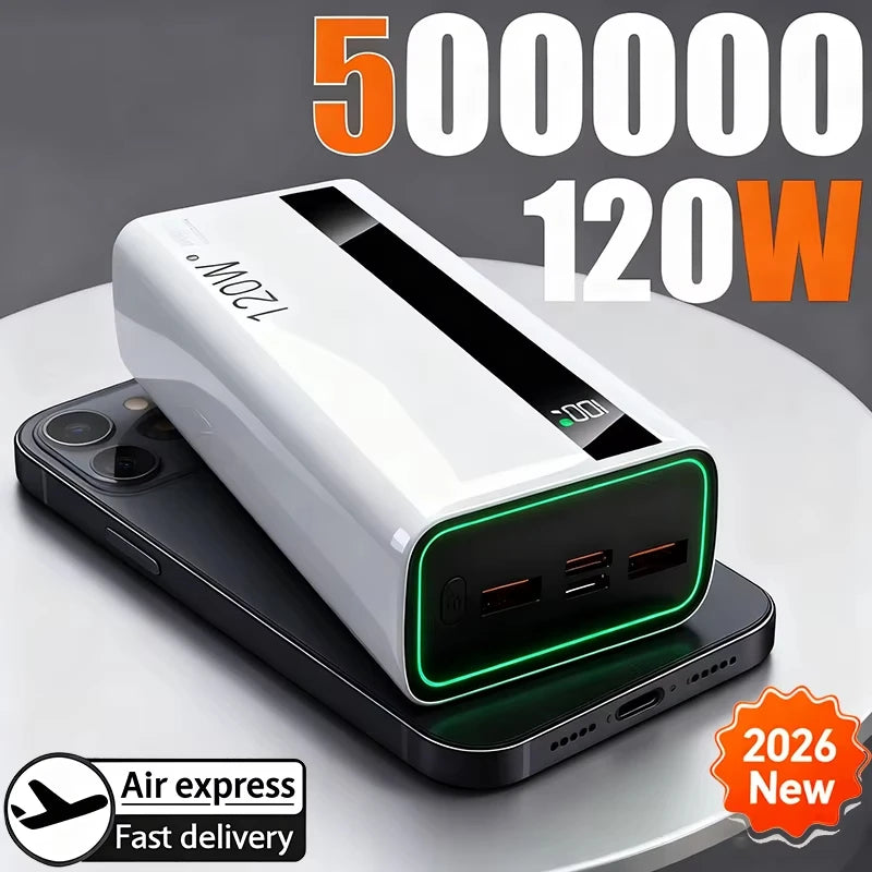 500000mAh 120W Super Fast Charging High Capacity Power Bank External Battery Portable Battery Charger For iPhone Samsung Xiaomi Zpaxo