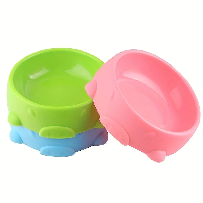 Dog Bowls Food Water Pet Dish Non-slip Base Cute Candy Plastic Feeder