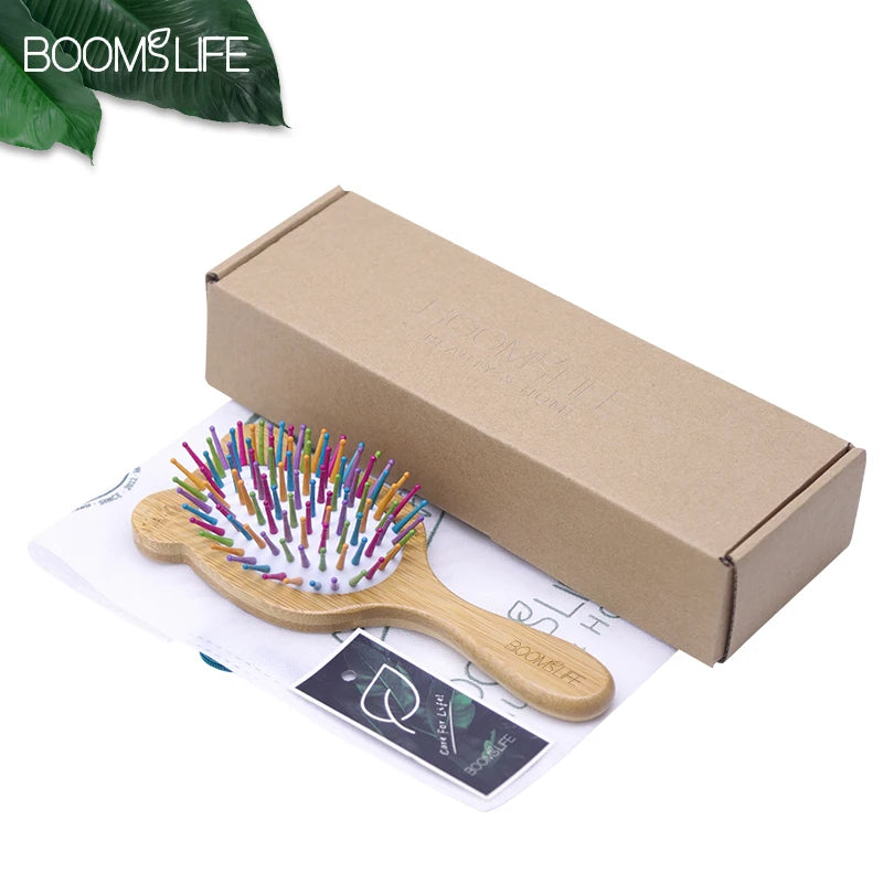 Custom Name Bamboo Hair Brush Women Cute Cat Style Wood Comb For Girls Wide Teeth Airbag Massage Brush Anti-static Hair Comb Zpaxo