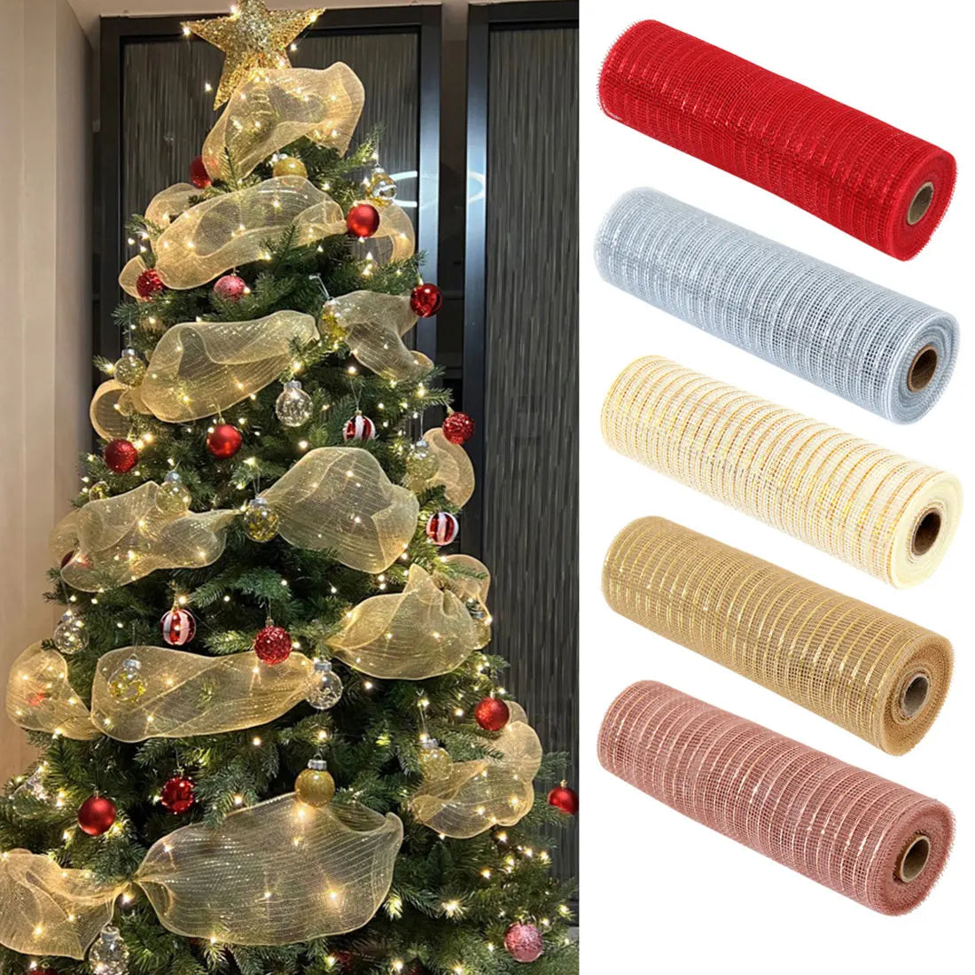 Christmas Deco Mesh Tulle Roll – DIY Wreath & Holiday Ribbon