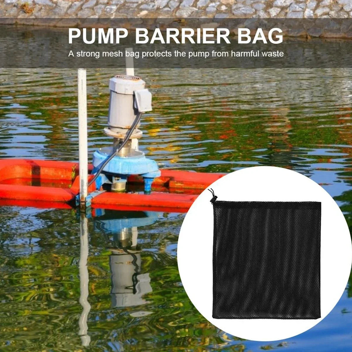 2PC Anti-clog Pump Barrier Bag Pump Filter Mesh Bag Mesh with Drawstring Reusable Pond Pump Protector for Pond Biological Filter Zpaxo