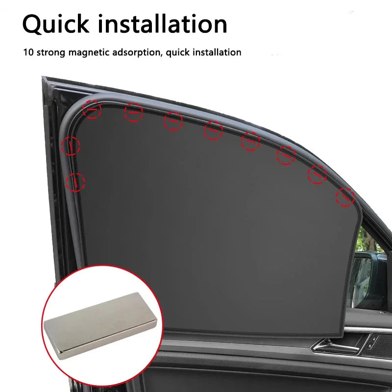 Car Window Sun Shade Anti-UV Curtain Magnetic Side Net Visor Summer