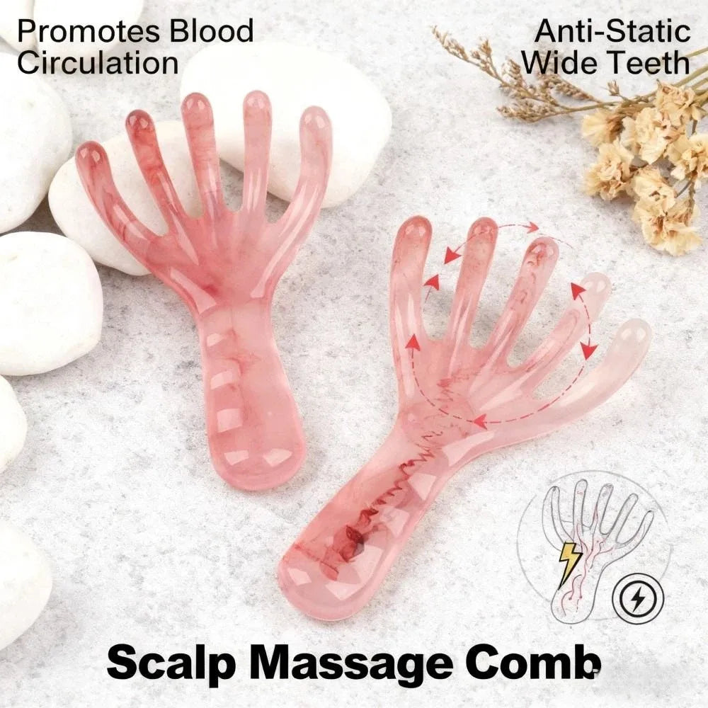 Five-Claw Head Meridian Massage Comb Resin Wide Tooth Back Scratcher Anti-static Multifunctional Long Handle Comb Zpaxo