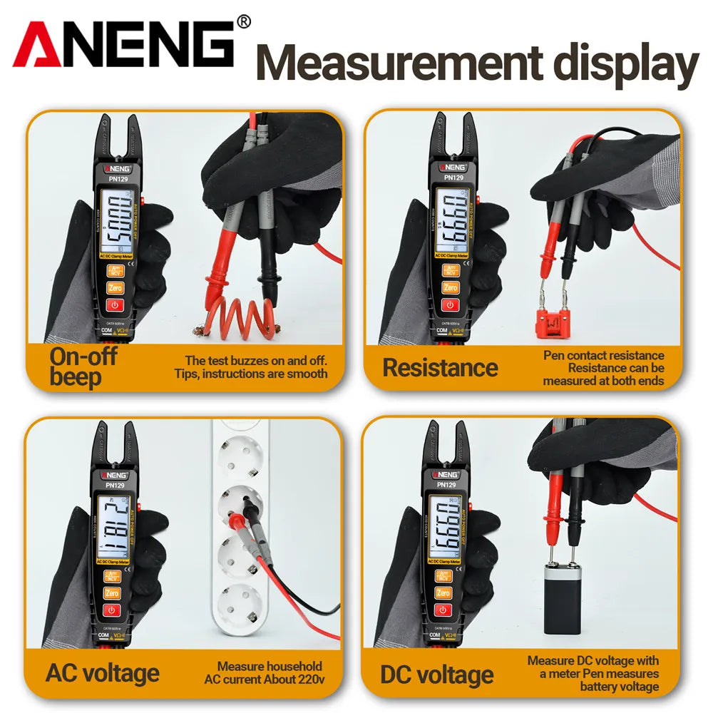 ANENG PN129 Clamp Meter U-shaped AC DC 600V Voltage Current