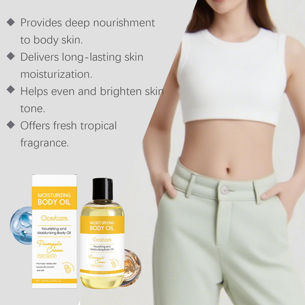 Pineapple Cream Body Oil 100ml Lightweight Hydrating Dry Skin Remedy Nourishing Moisturizer for All Skin Types Fast Absorbing Zpaxo
