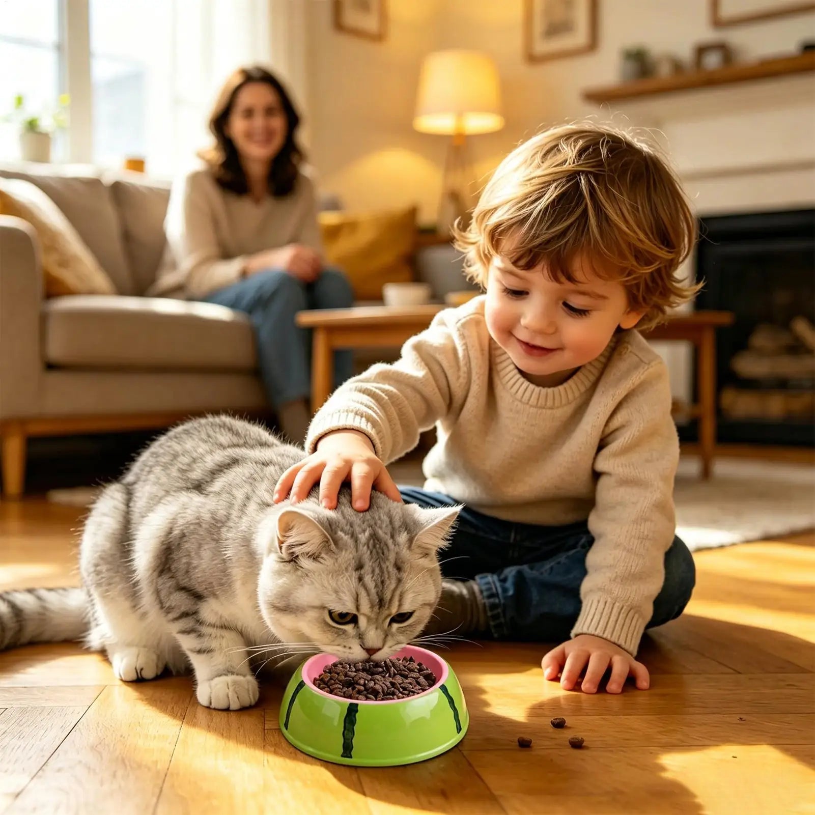 Cat Water Bowl Fruit Pattern Ceramic Pet Feeder Dish Non-slip Feeding