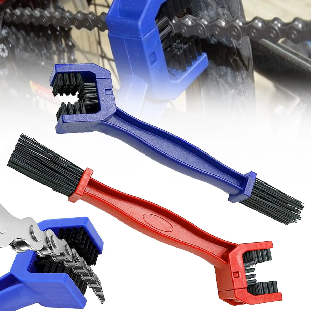 Double-Ended Bike & Motorcycle Chain Cleaning Brush