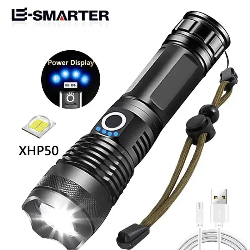 ESMARTER P50 LED Flashlight – 5-Mode Zoomable USB Torch