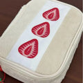 Cute Embroidered Strawberry Pencil Case Portable Stationery Pen Box Multi Functional Large Capacity Makeup Bag Storage Bag Zpaxo A