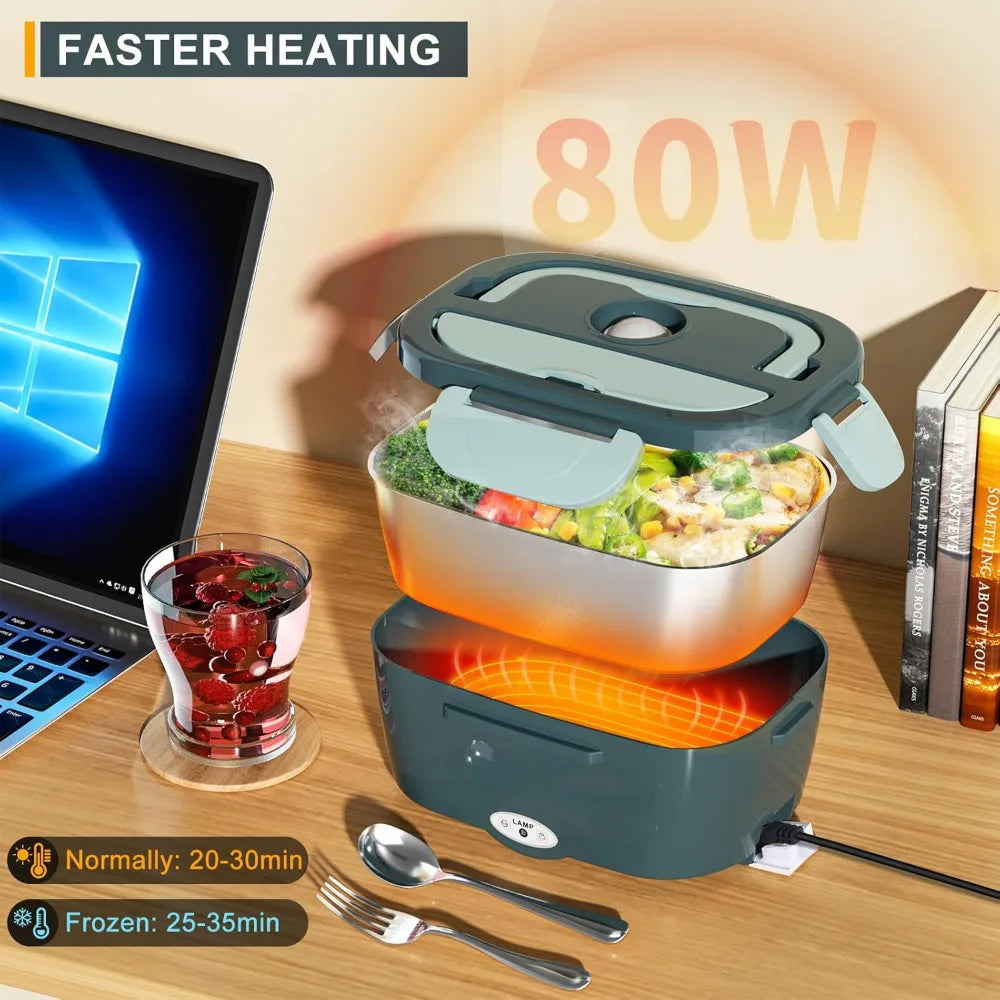 EU Lunch Box Food Heater Leakproof Portable Food Warmer Heated Lunch Box for Car Home Truck Stainless Steel Container 12V 24V Zpaxo