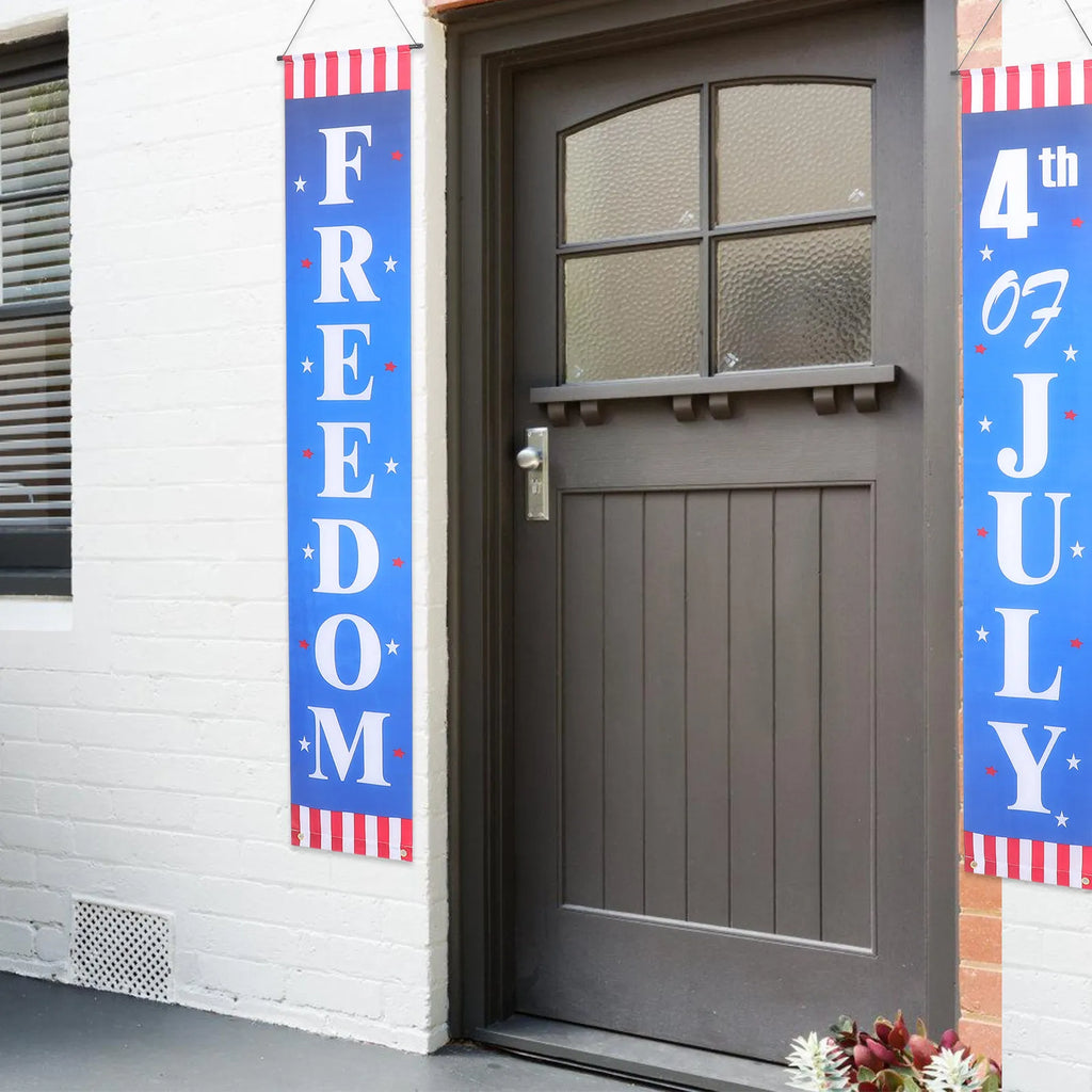 1Pair Independence Day Door Couplets Hanging Banner Patriotic Porch