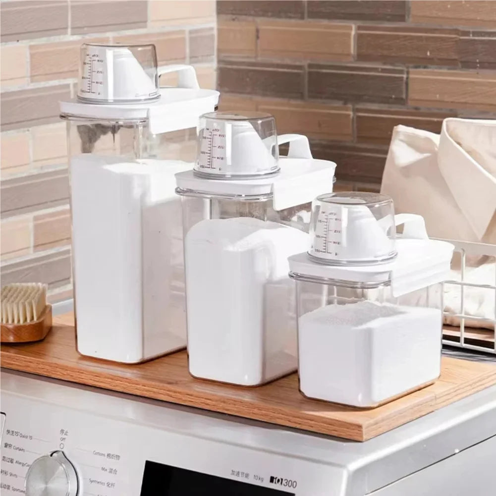 Airtight Laundry Detergent Dispenser Powder Storage Box Clear Washing Powder Liquid Container with Lids Jar Zpaxo