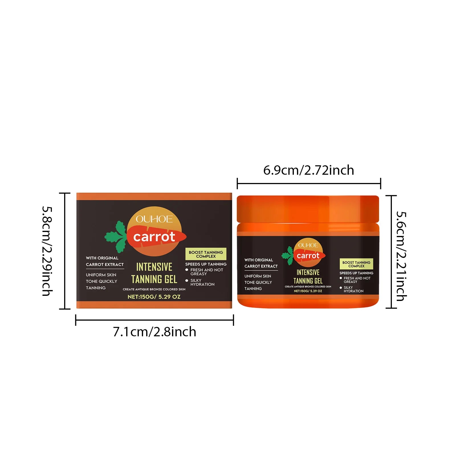 Carrot Tanning Gel – Sunless Bronzer & Moisturizing Tan Enhancer Self Tanner Gel Zpaxo