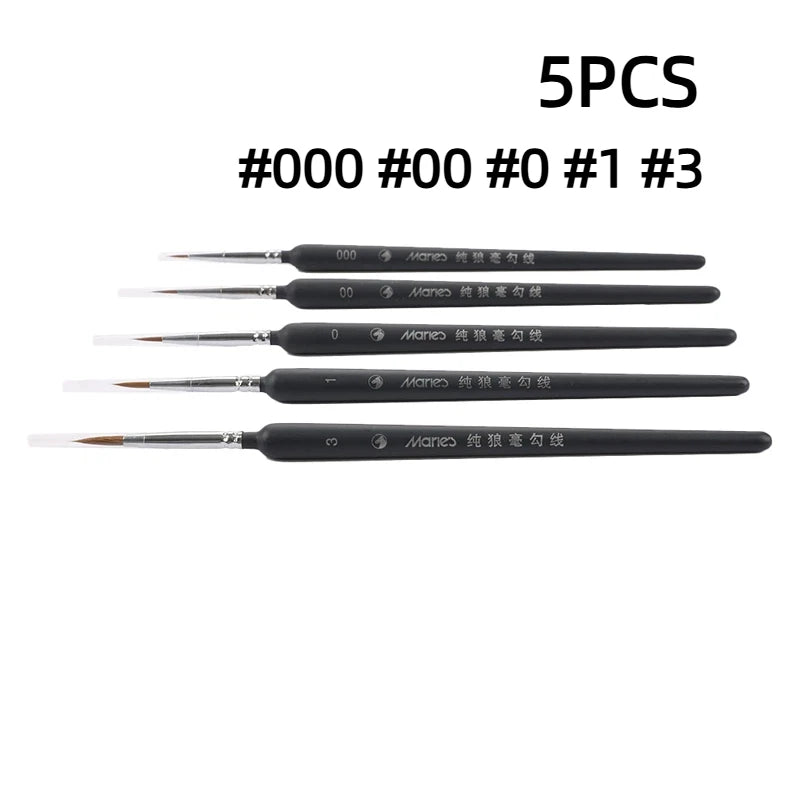 ▶3/5/6pcs Miniature Paint Brush Professional Nylon Brush Acrylic Painting Thin Line Pen , #000 #00 #0 #1 #2 #3 Zpaxo 5PCS