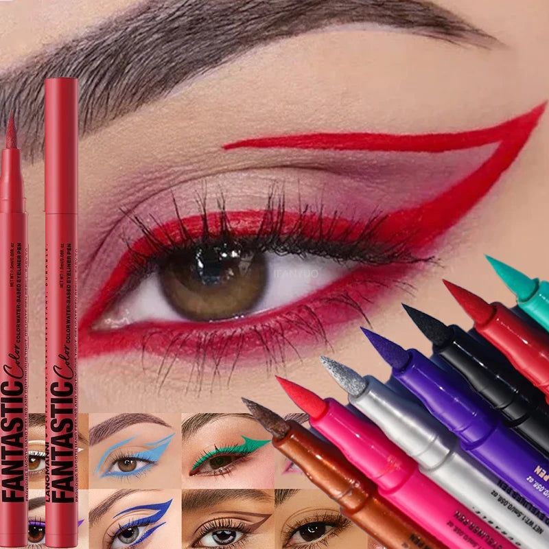 Matte Dark Red Eye Liner Makeup White Liquid Eyeliner Quick-drying