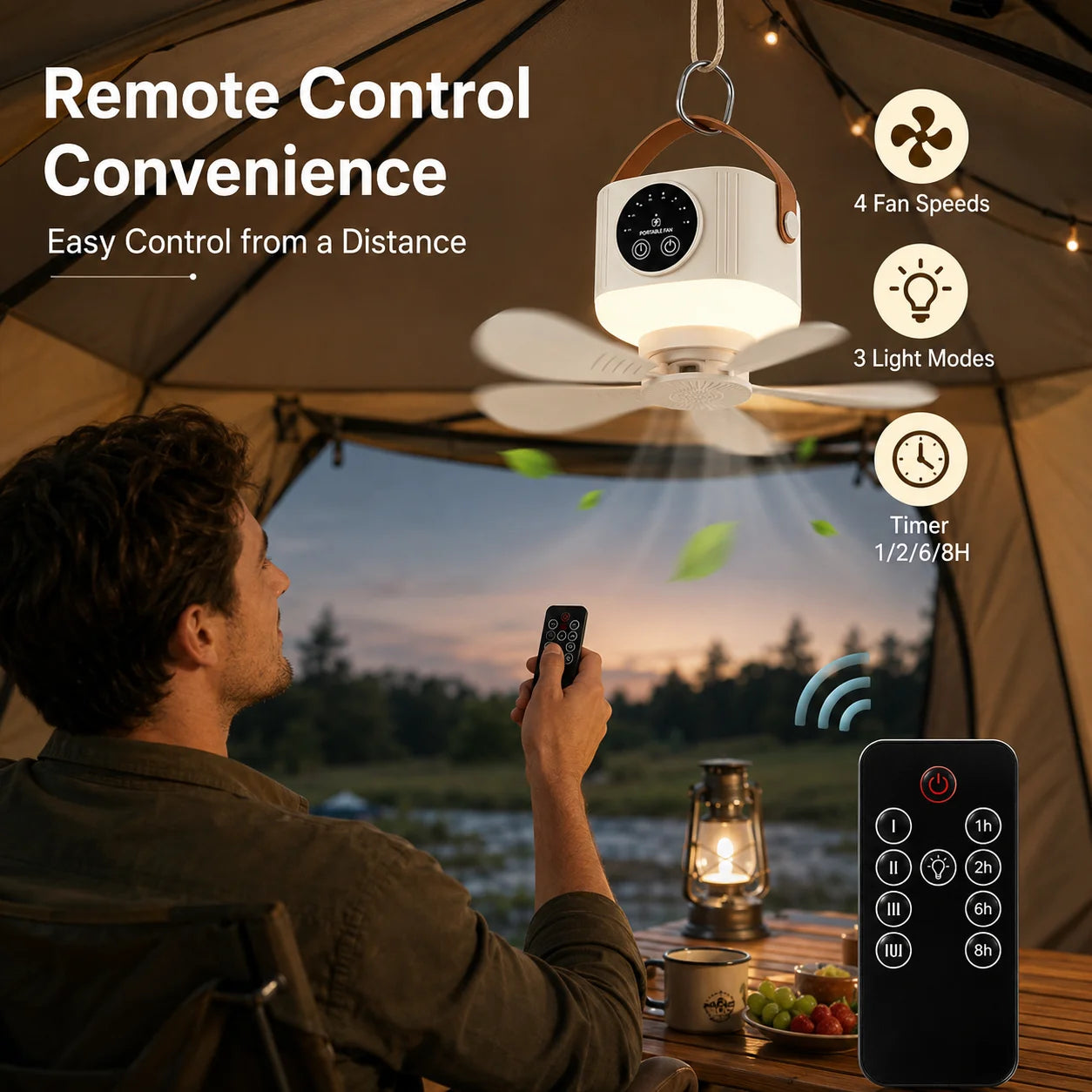 2026 New Portable Rechargeable Ceiling Fan Wireless USB Hanging Fan for Student Dorm Bed Outdoor Camping Zpaxo