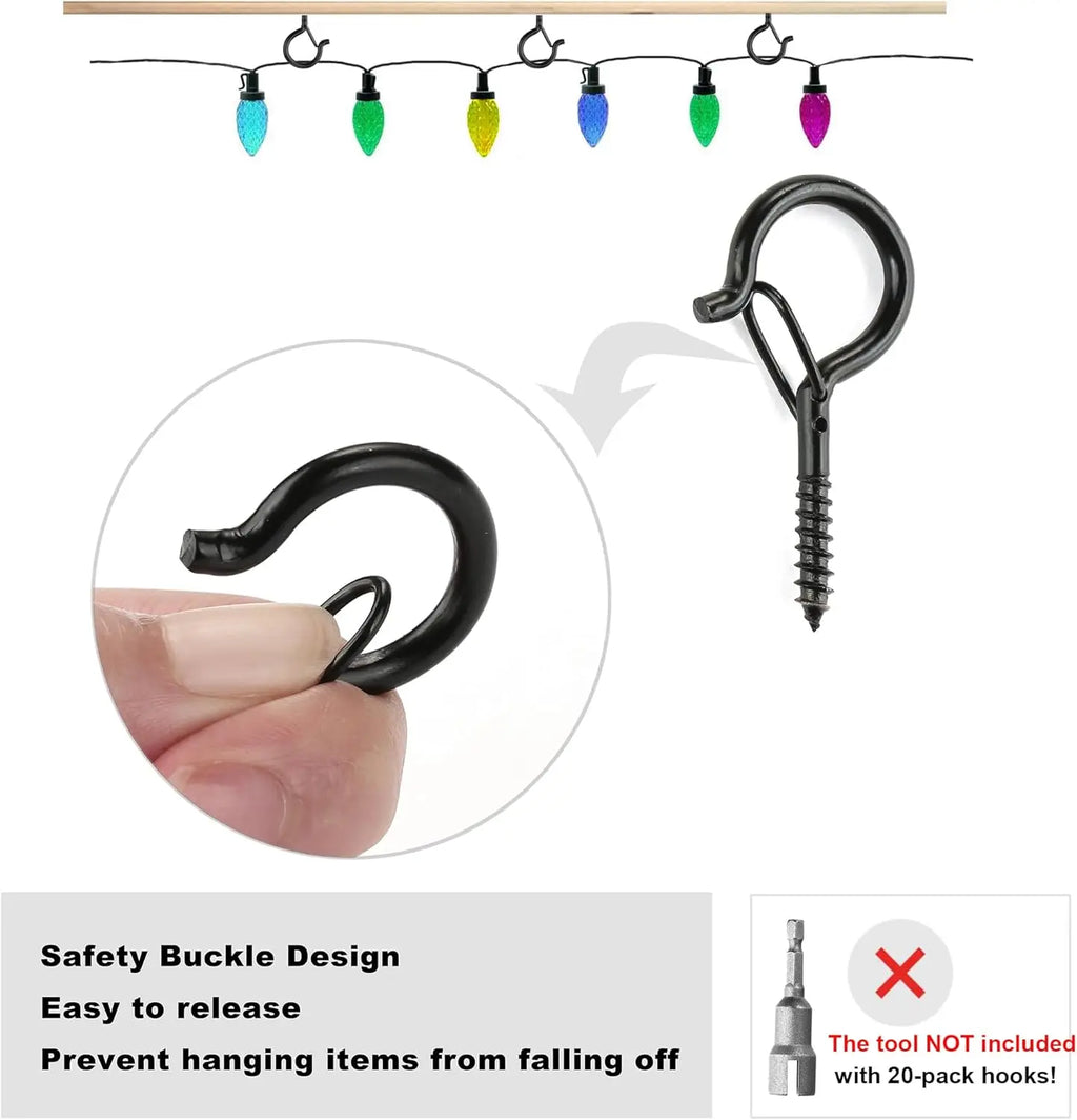 Q-hanger Screw Hooks Hanging Plants String Lights Heavy Duty Black Zpaxo