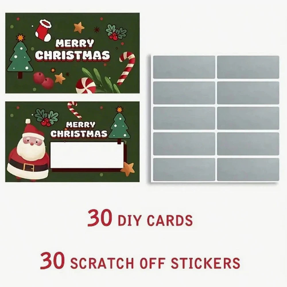 30Pcs Christmas Scratch Off Cards Santa Claus Christmas Tree Party Favors DIY Games Supplies Gift Vouchers Zpaxo