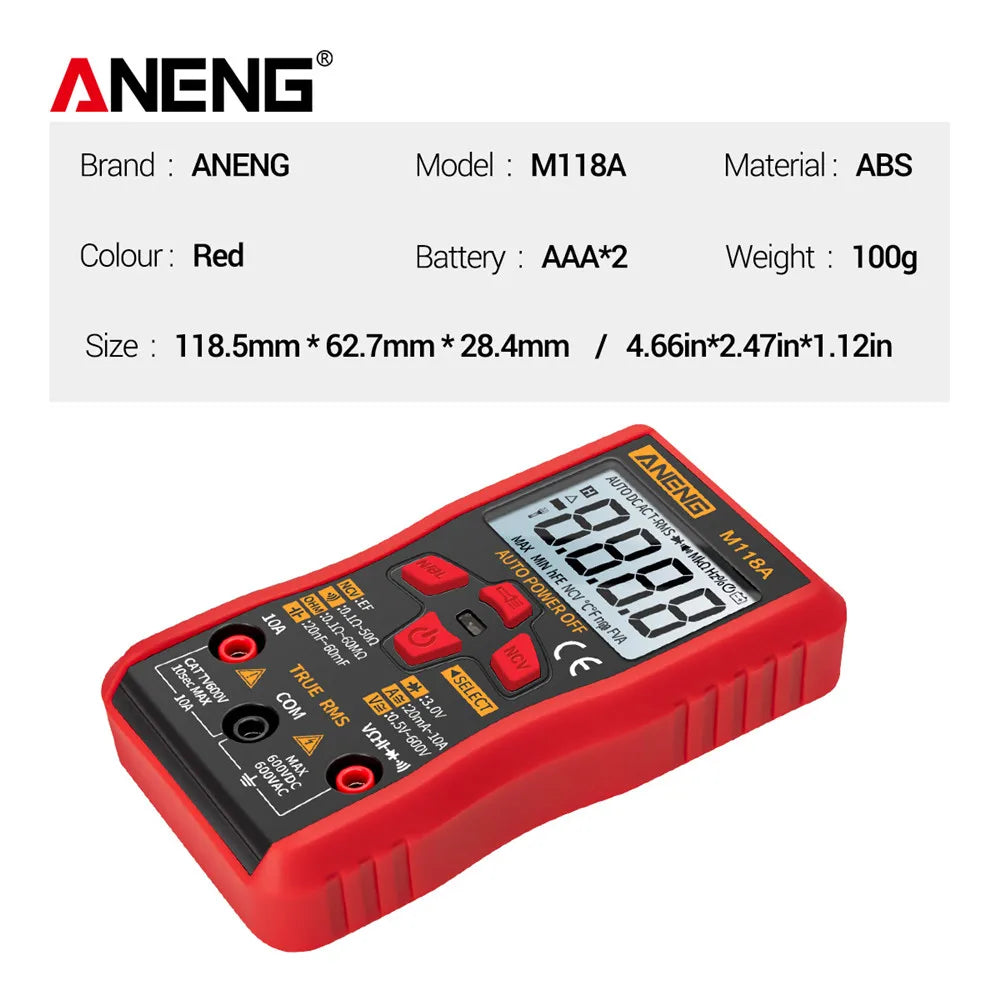 Non-contact Mini Digital Multimeter ANENG M118A Tester Induction AC