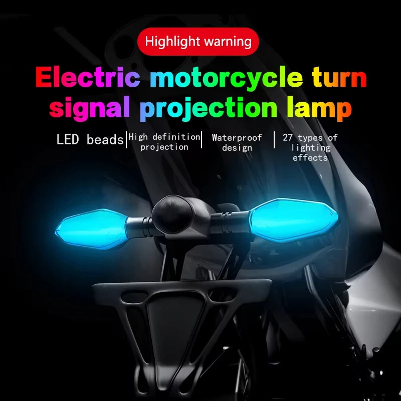 Motorcycle LED Turn Signal Lights – RGB Ground Projection 27 Modes Motorcycle Turn Signals Zpaxo