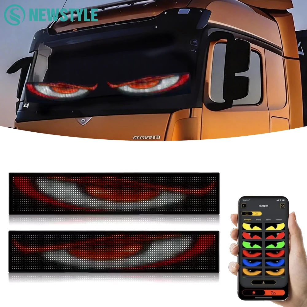 LED Devil Eye Car Lights Dynamic Flexible Programmable Custom Bluetooth Control LED Eyes Display Light For Car Decor Zpaxo