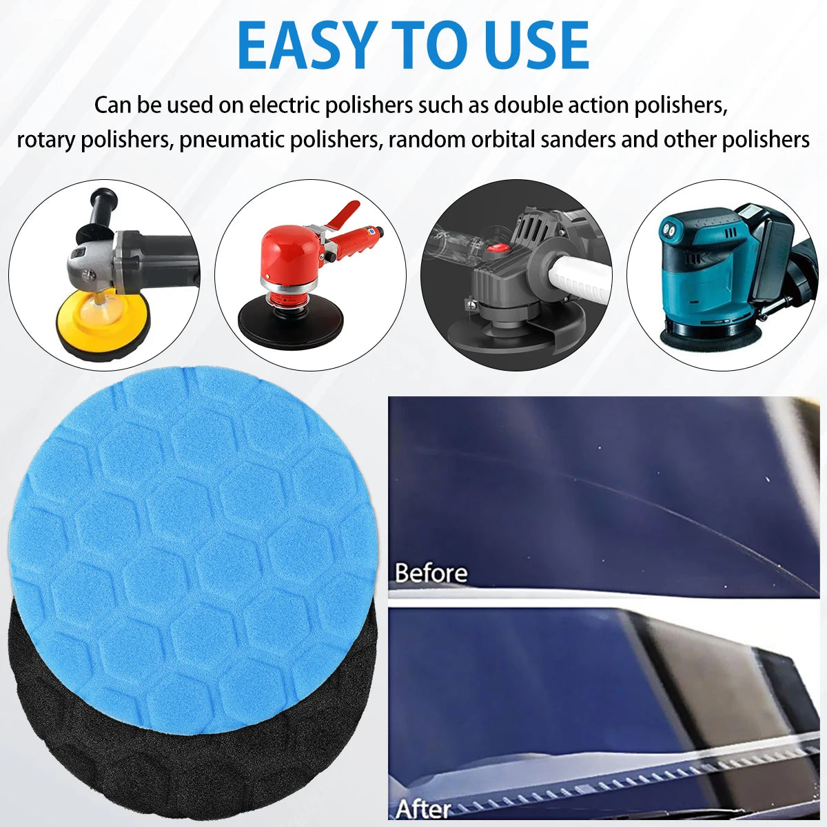 5Pcs Polishing Pad Kit 3/4/5/6/7 Inch Car Foam Buffing Pads Automobile Sponge Durable Buffer Mat Dremel for Car Glass Polisher Zpaxo