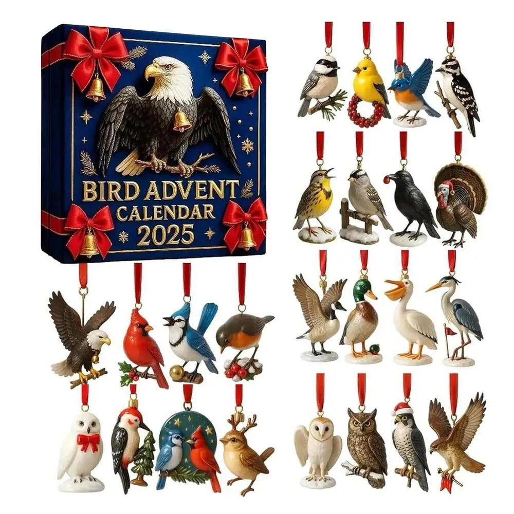 Bird Christmas Advent Calendar 24 Days 2D Acrylic Pendant Countdown