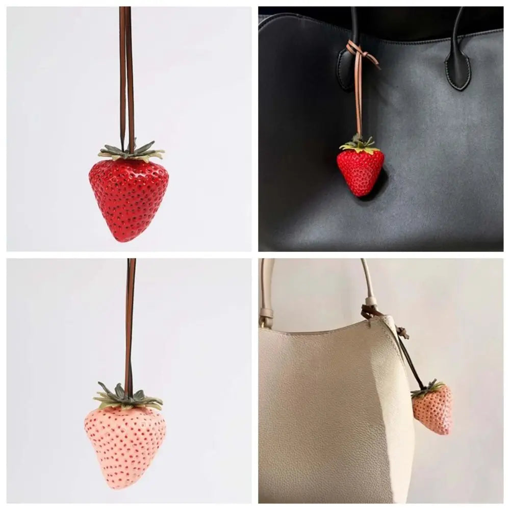 Funny Waterproof Strawberry Key Ring Elegant Alloy Versatile Bag Zpaxo