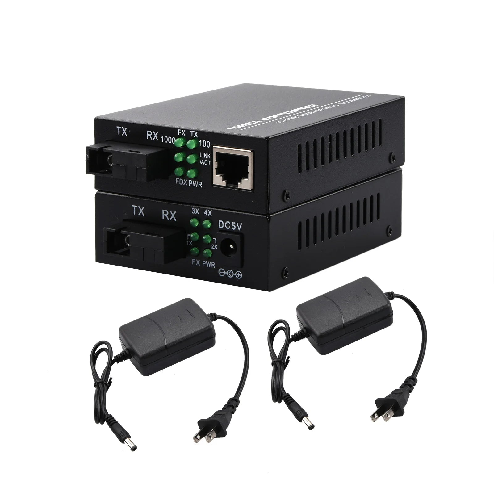 10 100 1000Mbps 1Port 4Ports Ethernet Fiber Optic Media Converter