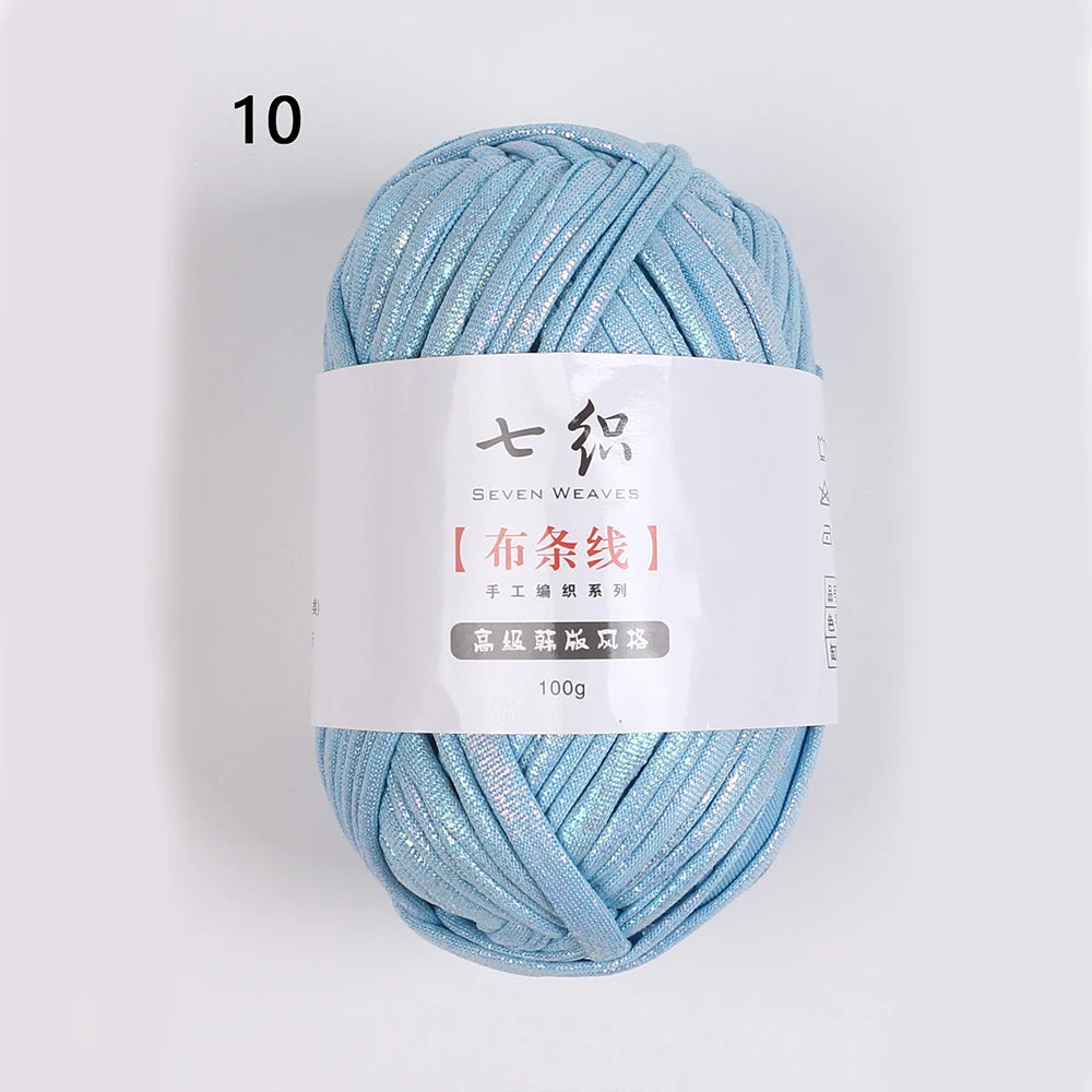 100g/Roll Metallic Crochet Yarn Imitation Leather Shiny Crochet Yarn Fabric Yarn for Knitting T-Shirt Bag Craft Zpaxo Light blue