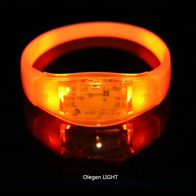 Led Sound Control Bracelet Flashing Wristband Vibration Glow Dark Zpaxo Orange 6pcs