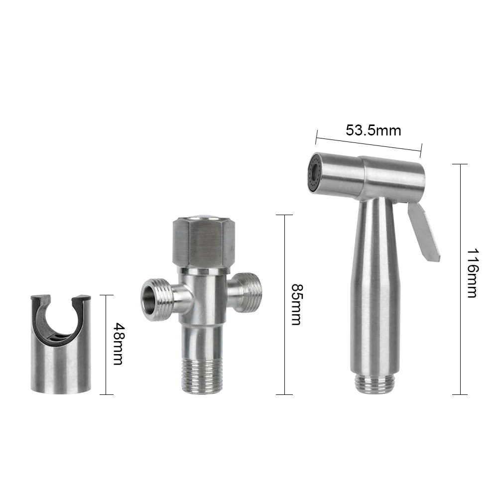 Hand Bidet Faucet Sprayer Toilet Stainless Steel Bathroom Self