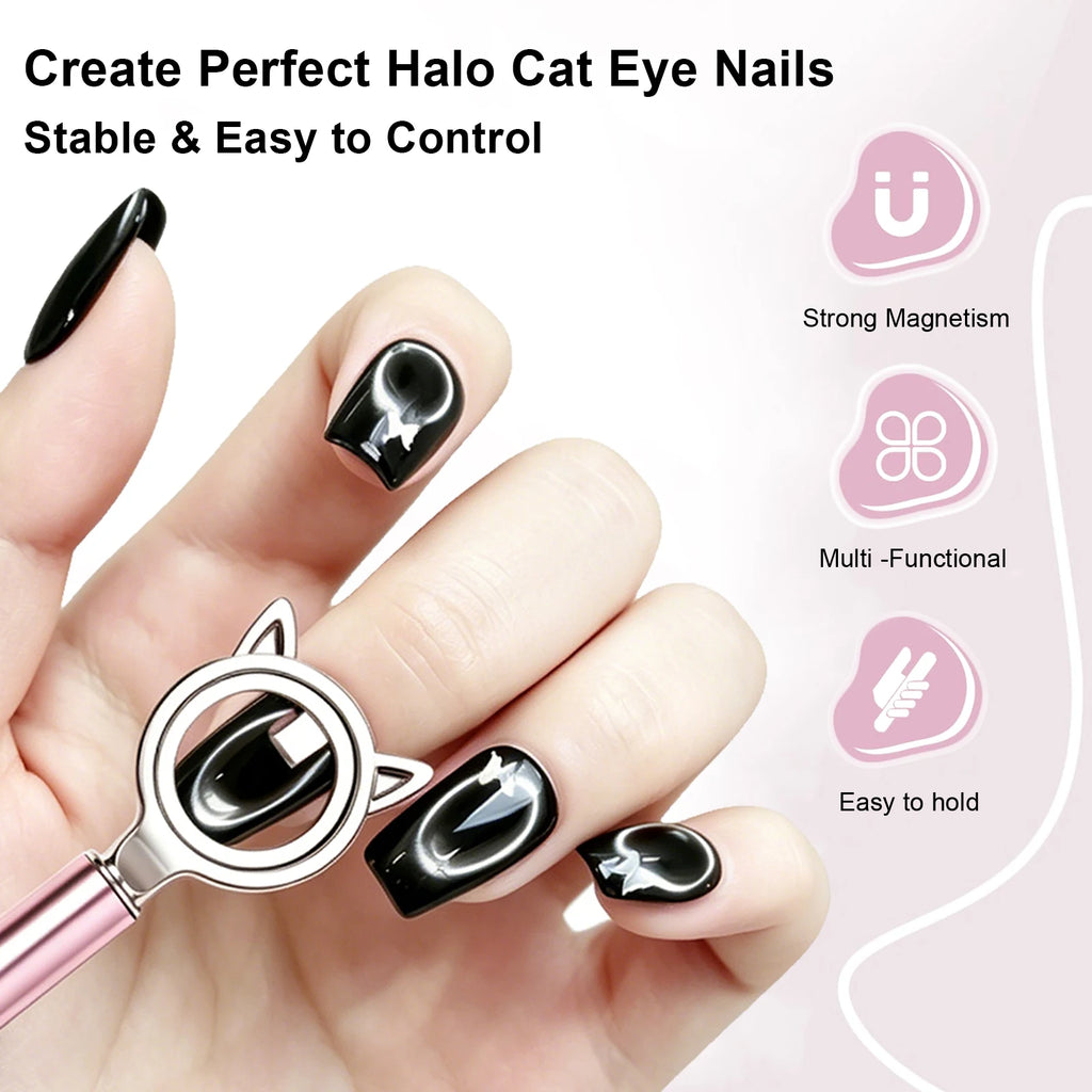 Cat Ear Shape Halo Cat Eye Nail Magnet Strong Ring Magnetic Tool for Glass Bead Side Light Nail Art DIY Magnetic Gel Manicure Zpaxo