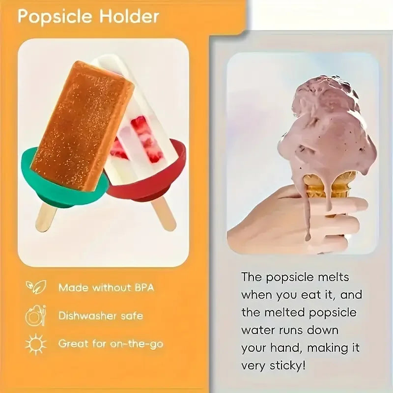 Leak-Proof Silicone Ice Cream Molds - Colorful Popsicle Stand with Drip Lid , Portable Freezer Tray for Summer Treats Zpaxo