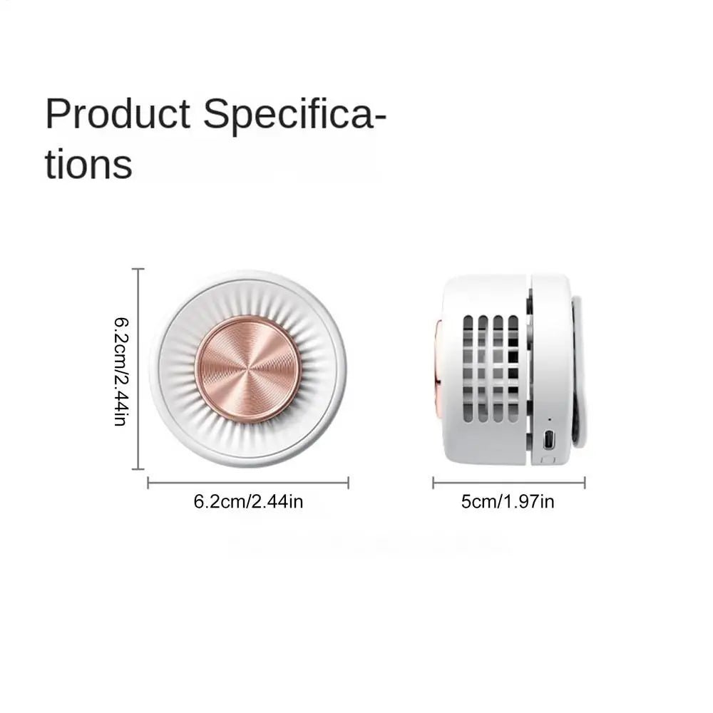 Portable Bladeless Fan Clip-on Wearable Cooling Personal Mini Camping Zpaxo White