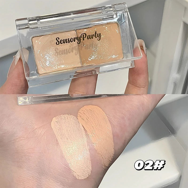 2-Color Concealer Palette Moisturize Long Lasting Cover Dark Circles Acne Pores Cream Shading Highlighter Face Makeup Cometics Zpaxo 02